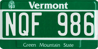 VT license plate NQF986