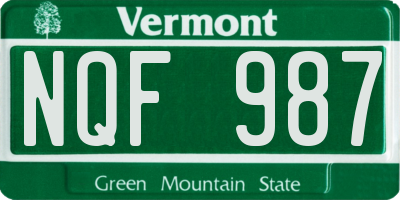 VT license plate NQF987