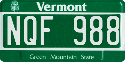 VT license plate NQF988