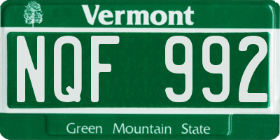 VT license plate NQF992