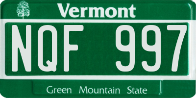 VT license plate NQF997