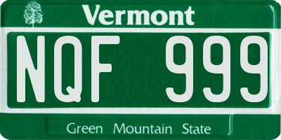 VT license plate NQF999