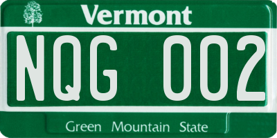 VT license plate NQG002