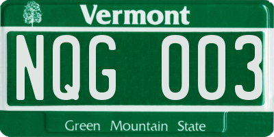 VT license plate NQG003