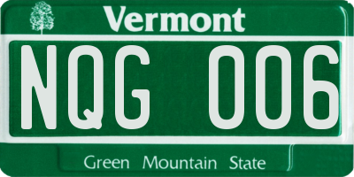 VT license plate NQG006