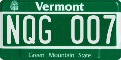 VT license plate NQG007
