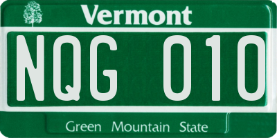 VT license plate NQG010