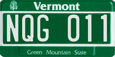 VT license plate NQG011