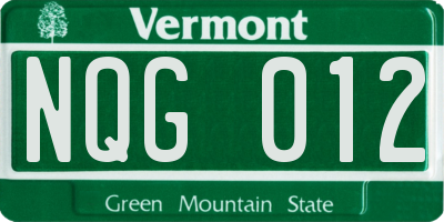 VT license plate NQG012