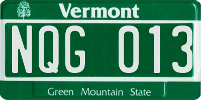 VT license plate NQG013