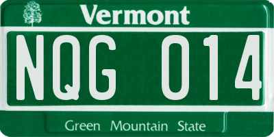 VT license plate NQG014