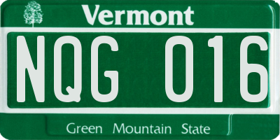 VT license plate NQG016