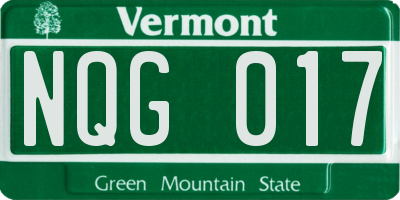 VT license plate NQG017