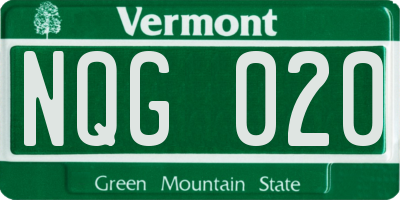 VT license plate NQG020