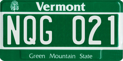 VT license plate NQG021