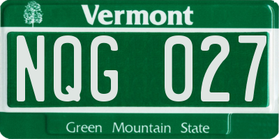 VT license plate NQG027