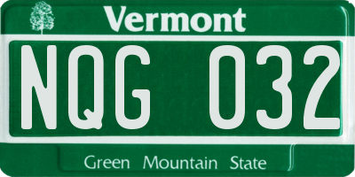 VT license plate NQG032