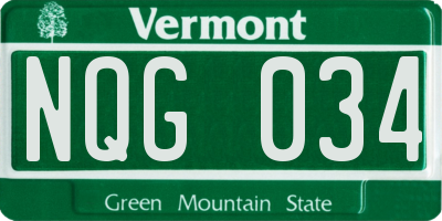 VT license plate NQG034