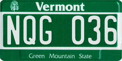 VT license plate NQG036