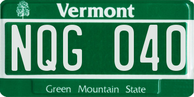 VT license plate NQG040