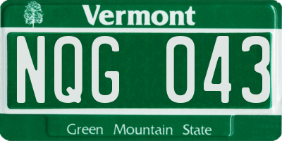 VT license plate NQG043