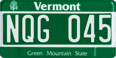 VT license plate NQG045