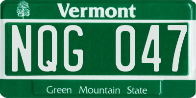 VT license plate NQG047