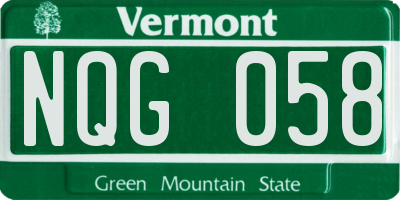 VT license plate NQG058
