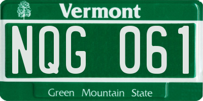 VT license plate NQG061