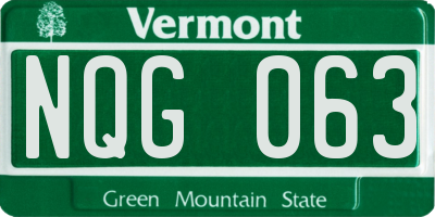 VT license plate NQG063