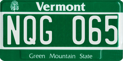 VT license plate NQG065