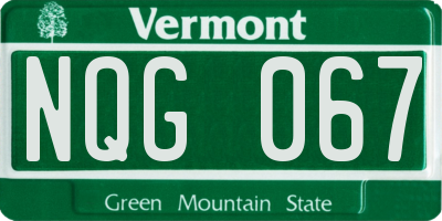 VT license plate NQG067