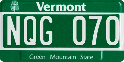 VT license plate NQG070
