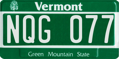VT license plate NQG077