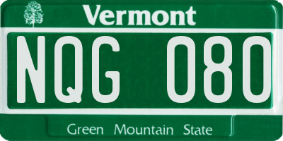 VT license plate NQG080