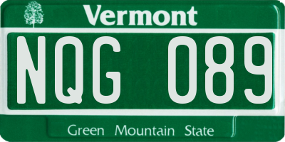 VT license plate NQG089