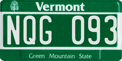 VT license plate NQG093