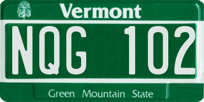 VT license plate NQG102