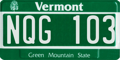VT license plate NQG103
