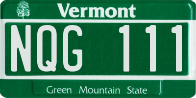 VT license plate NQG111