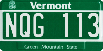 VT license plate NQG113