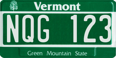 VT license plate NQG123