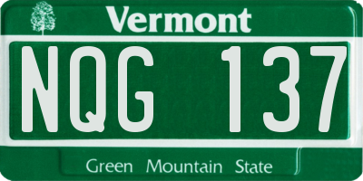 VT license plate NQG137