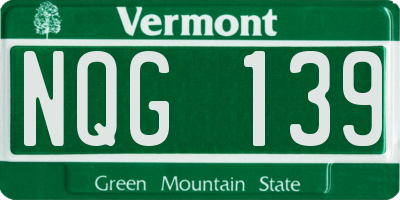 VT license plate NQG139