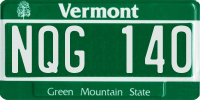 VT license plate NQG140