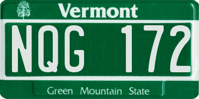 VT license plate NQG172
