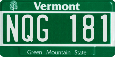 VT license plate NQG181