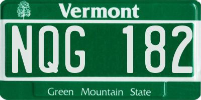 VT license plate NQG182