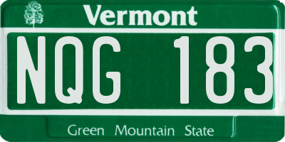 VT license plate NQG183