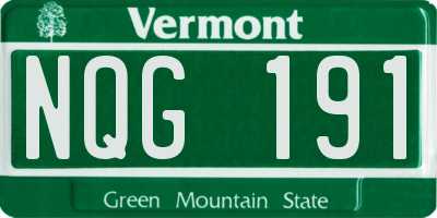 VT license plate NQG191